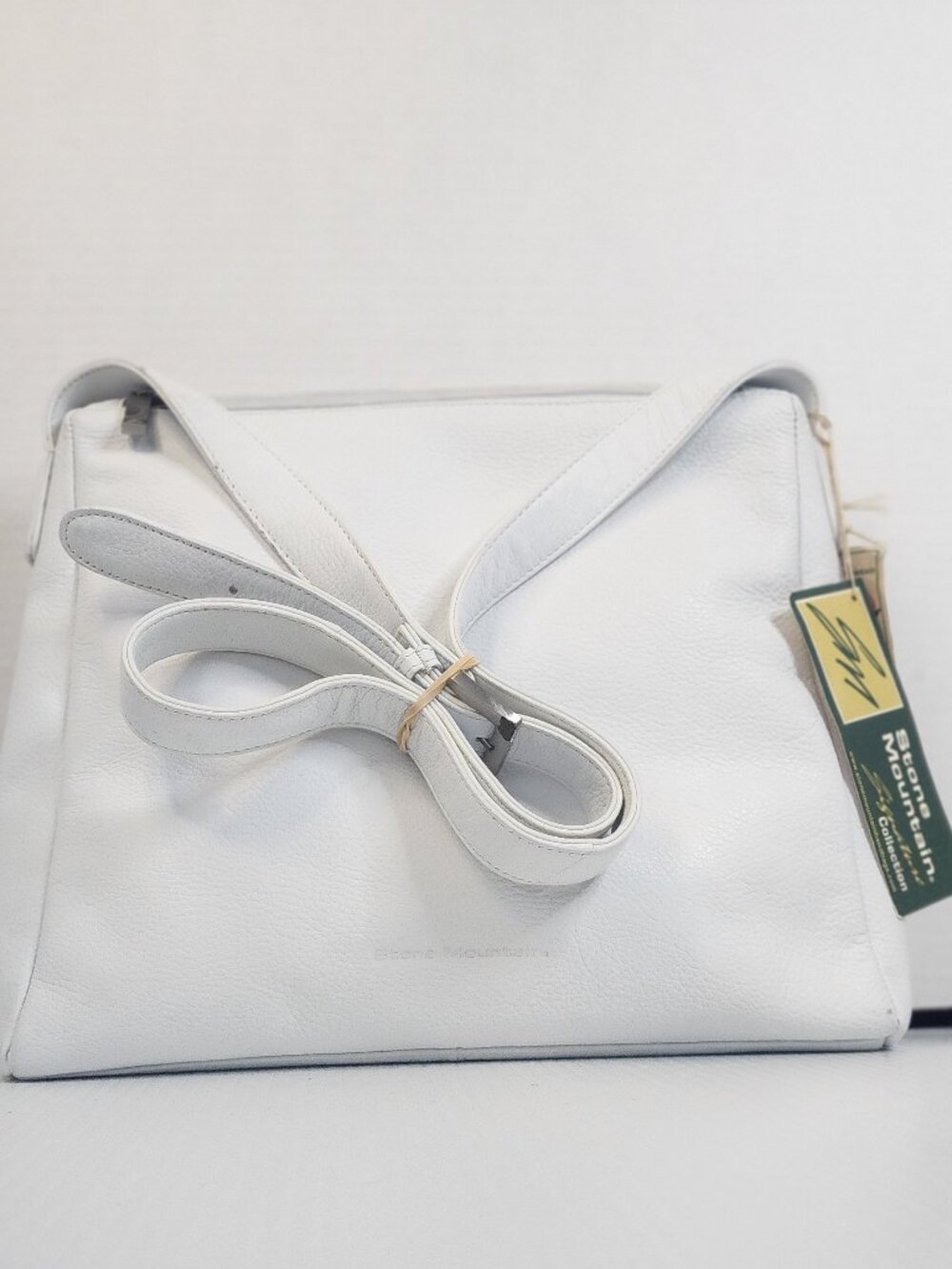 Stone Mountain Signature Collection White Leather Shoulder Bag Purse Handbag